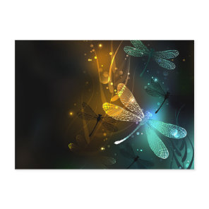 Green luminous dragonfly flight enclosure card