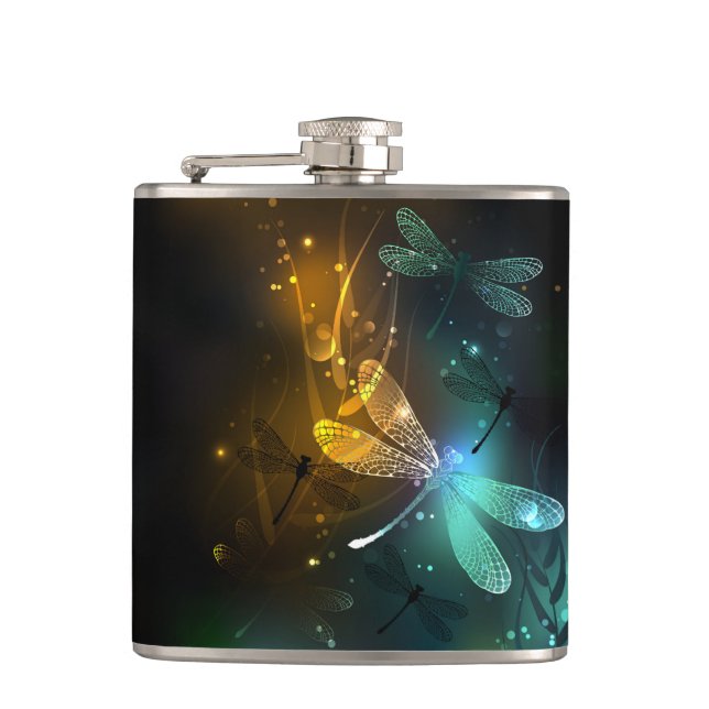 Green luminous dragonfly flight flask (Front)