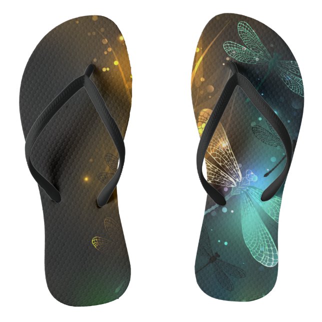 Green luminous dragonfly flight flip flops (Footbed)