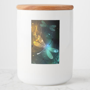 Green luminous dragonfly flight food label