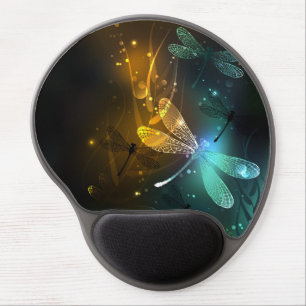 Green luminous dragonfly flight gel mouse pad