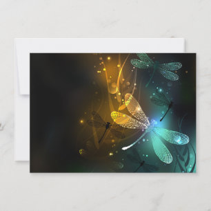 Green luminous dragonfly flight invitation