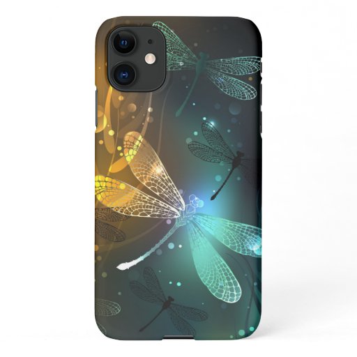 Green luminous dragonfly flight iPhone 11 case