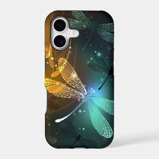 Green luminous dragonfly flight iphone case (Back)