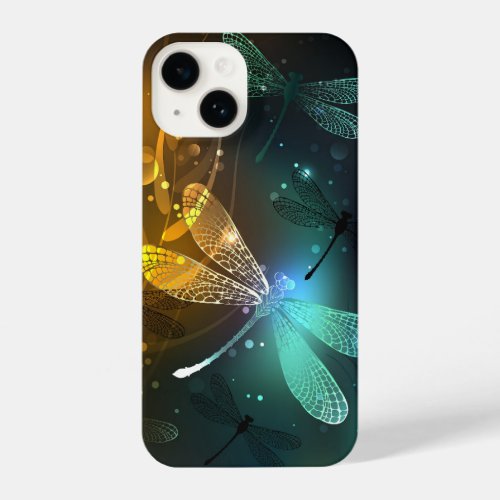 Green luminous dragonfly flight iPhone 14 case