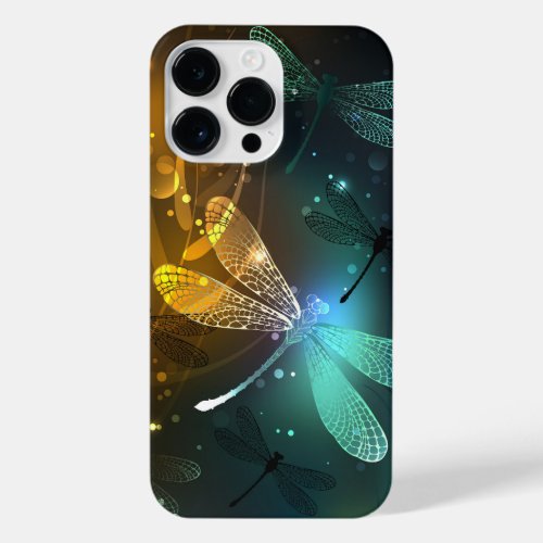 Green luminous dragonfly flight iPhone 14 pro max case