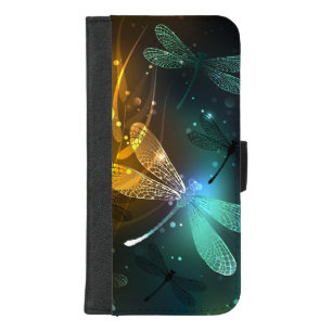 Green luminous dragonfly flight iPhone 8/7 plus wallet case