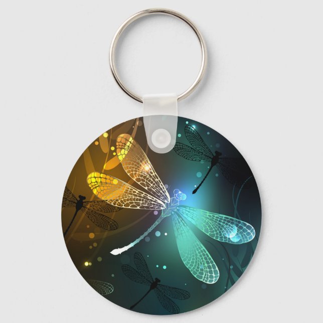 Green luminous dragonfly flight keychain (Front)