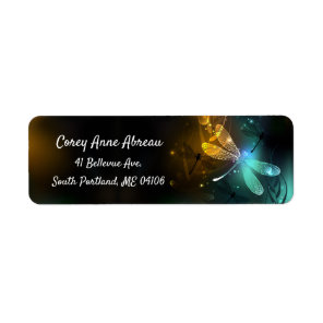 Green luminous dragonfly flight label