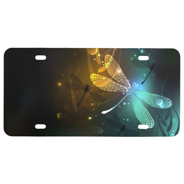 Green luminous dragonfly flight license plate (Front)