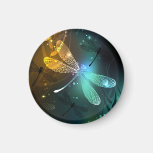 Green luminous dragonfly flight magnet