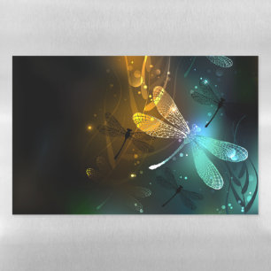 Green luminous dragonfly flight magnetic dry erase sheet