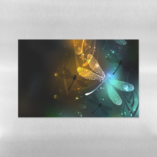 Green luminous dragonfly flight magnetic dry erase sheet (Horizontal)