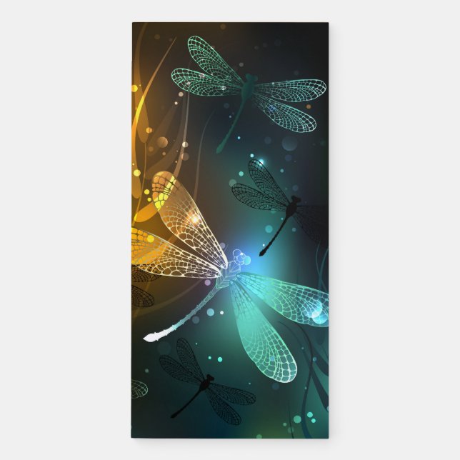 Green luminous dragonfly flight magnetic notepad (Front)