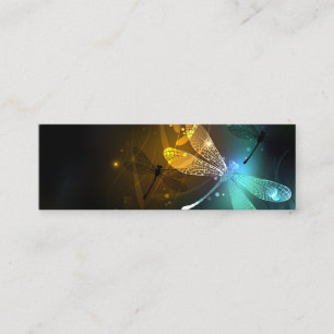 Green luminous dragonfly flight mini business card