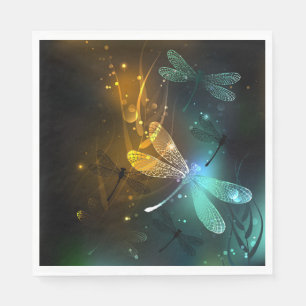 Green luminous dragonfly flight napkins