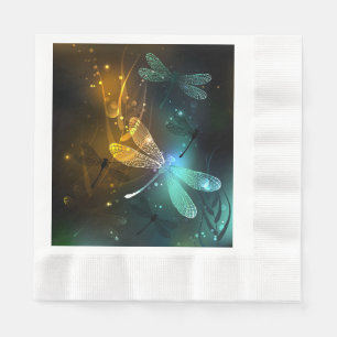 Green luminous dragonfly flight napkins