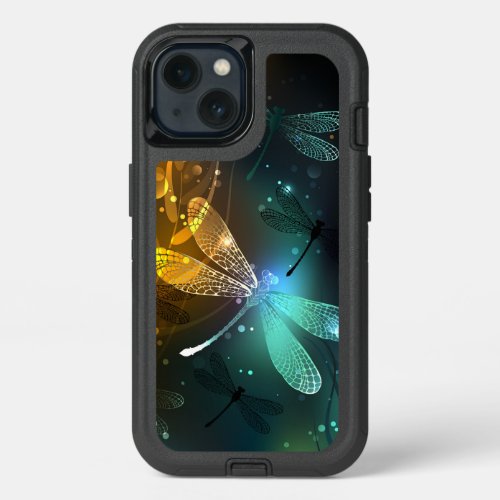 Green luminous dragonfly flight iPhone 13 case