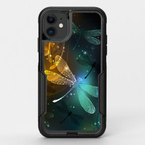 Green luminous dragonfly flight OtterBox commuter iPhone 11 case