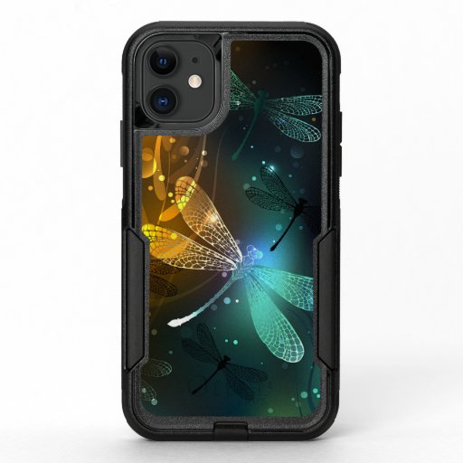 Green luminous dragonfly flight OtterBox commuter iPhone 11 case