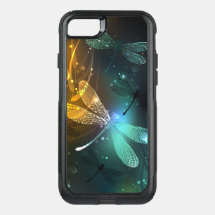 Green luminous dragonfly flight OtterBox commuter iPhone SE/8/7 case