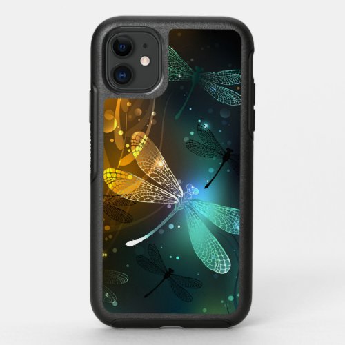 Green luminous dragonfly flight OtterBox symmetry iPhone 11 case