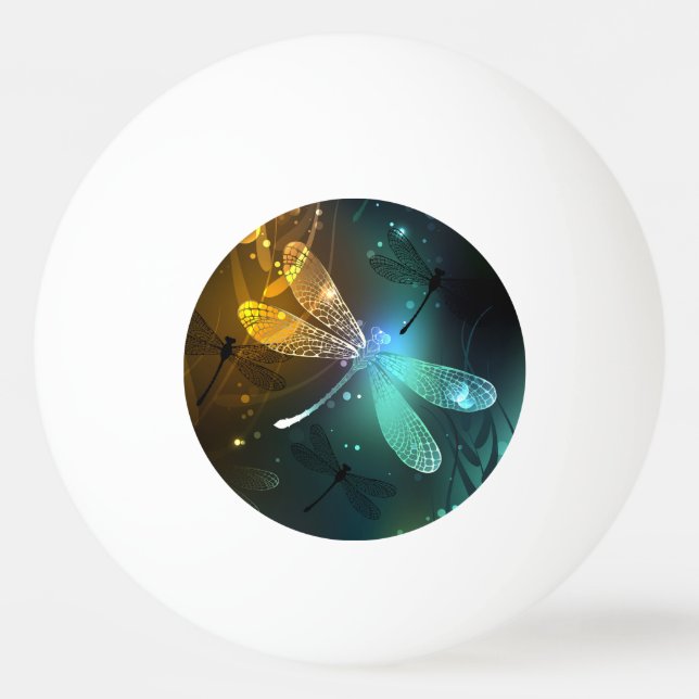 Green luminous dragonfly flight ping pong ball (Front)