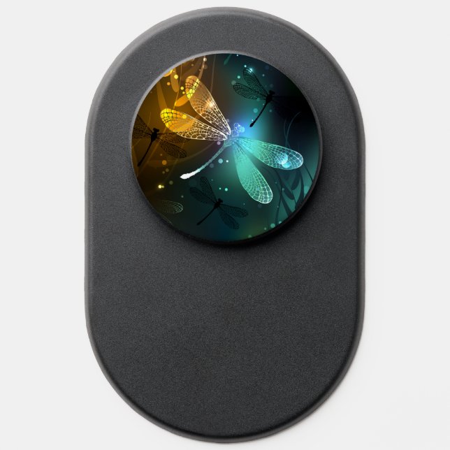 Green luminous dragonfly flight PopSocket (Popsocket)