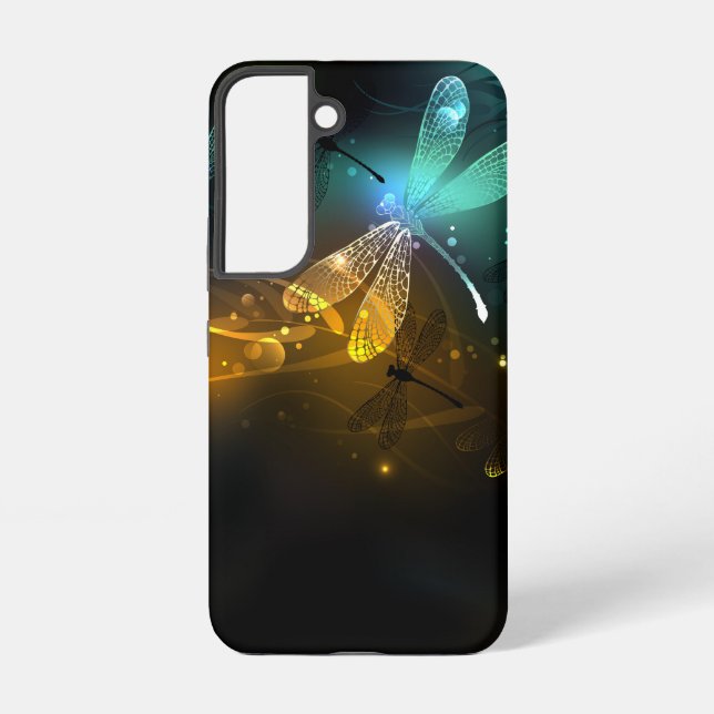 Green luminous dragonfly flight samsung galaxy case (Back)