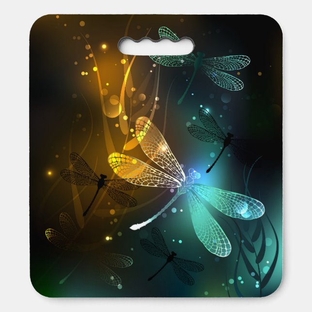 Green luminous dragonfly flight seat cushion (Front Vertical)
