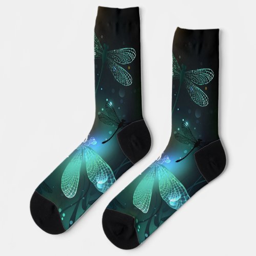 Green luminous dragonfly flight socks