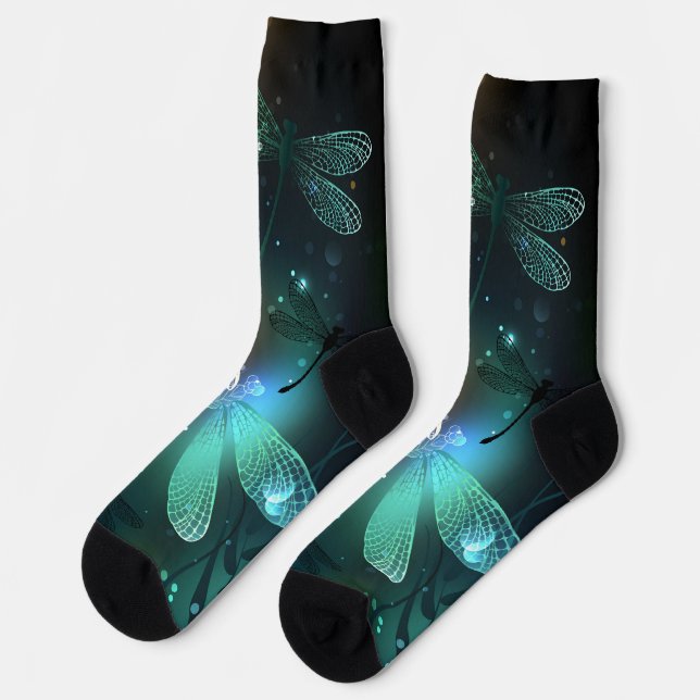 Green luminous dragonfly flight socks (Left)