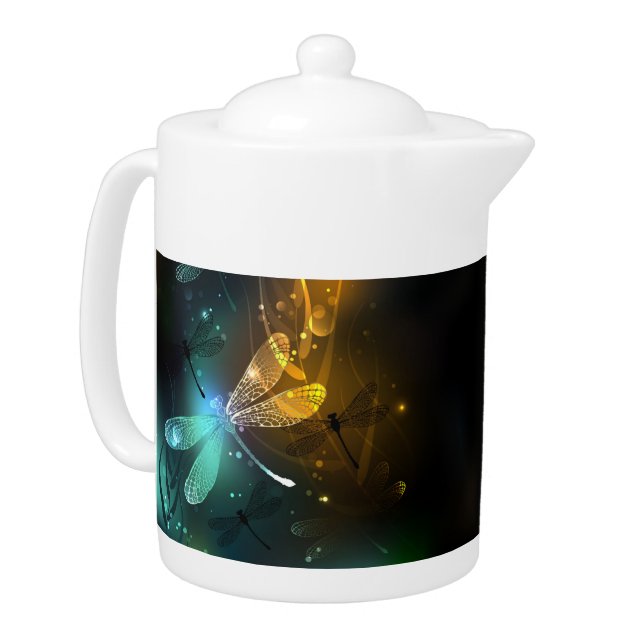 Green luminous dragonfly flight teapot (Left)