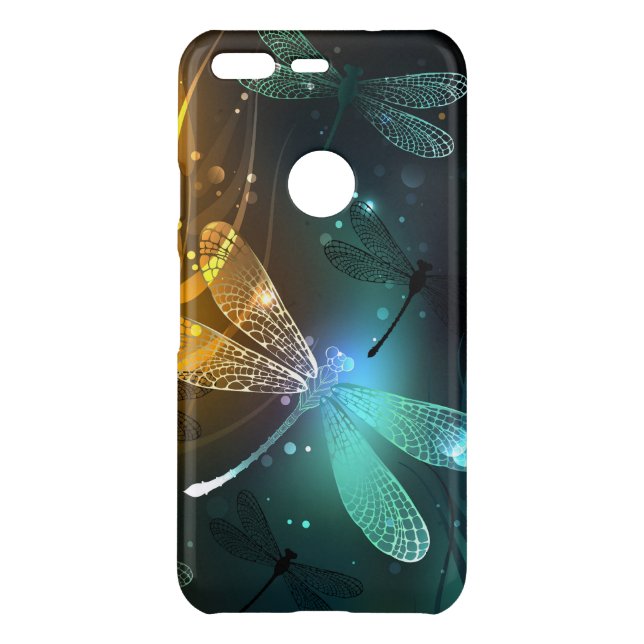 Green luminous dragonfly flight uncommon google pixel case (Back)