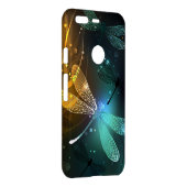 Green luminous dragonfly flight uncommon google pixel case (Back/Right)