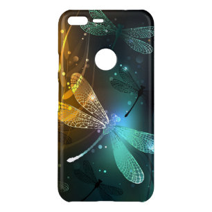 Green luminous dragonfly flight uncommon google pixel XL case