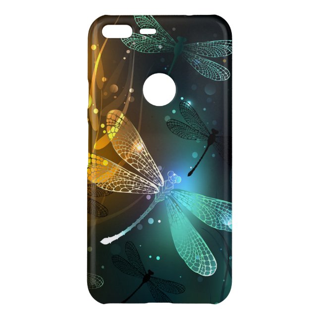 Green luminous dragonfly flight uncommon google pixel XL case (Back)