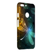 Green luminous dragonfly flight uncommon google pixel XL case (Back/Right)