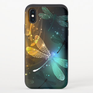 Green luminous dragonfly flight iPhone x slider case