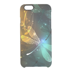 Green luminous dragonfly flight clear iPhone 6/6S case