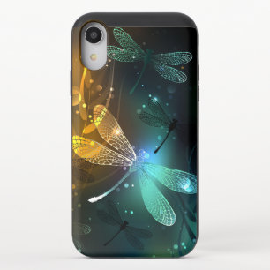 Green luminous dragonfly flight iPhone XR slider case