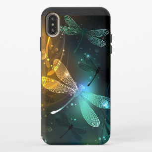 Green luminous dragonfly flight iPhone XS max slider case