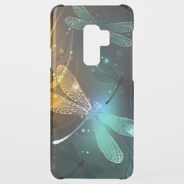 Green luminous dragonfly flight uncommon samsung galaxy case (Back)
