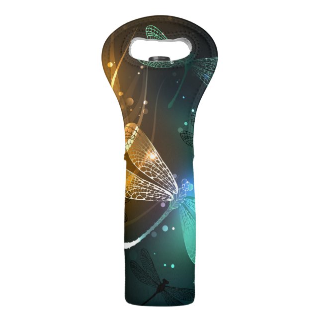 Green luminous dragonfly flight wine bag (Front)