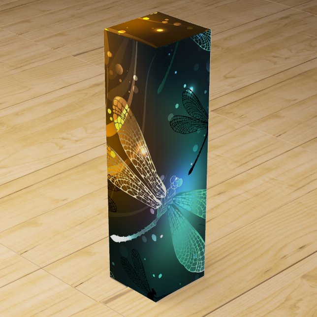 Green luminous dragonfly flight wine box (Front)