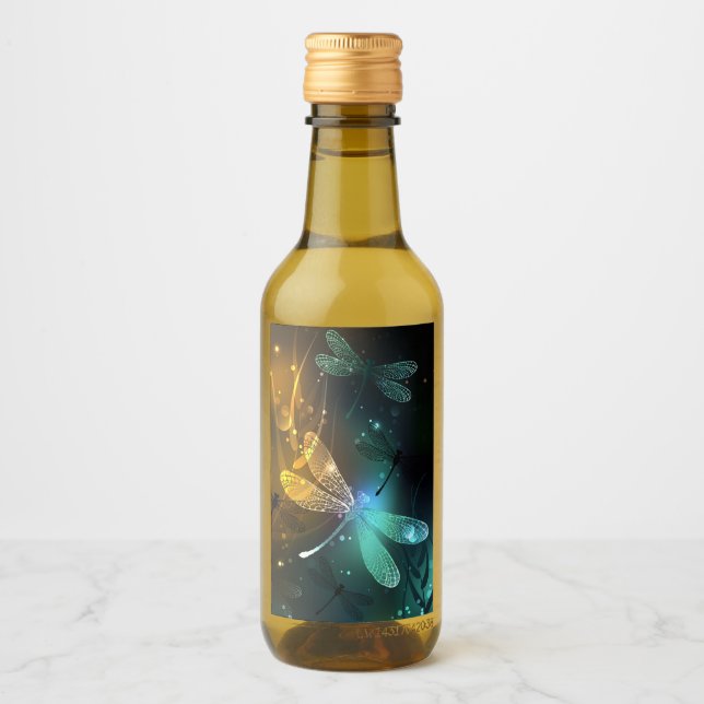 Green luminous dragonfly flight wine label (Front)