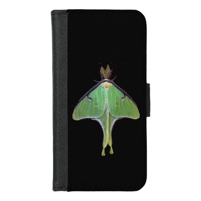 Green Luna Moth iPhone 8/7 Wallet Case (Front)