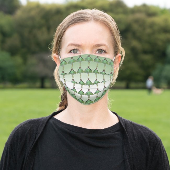Green Luna Moth Pattern Cloth Face Mask