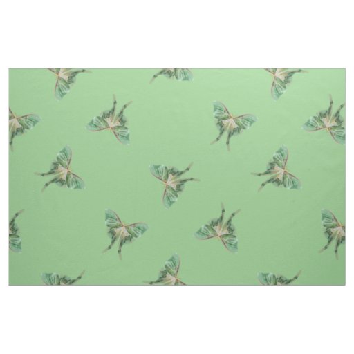 Green Luna Moth Pattern Fabric