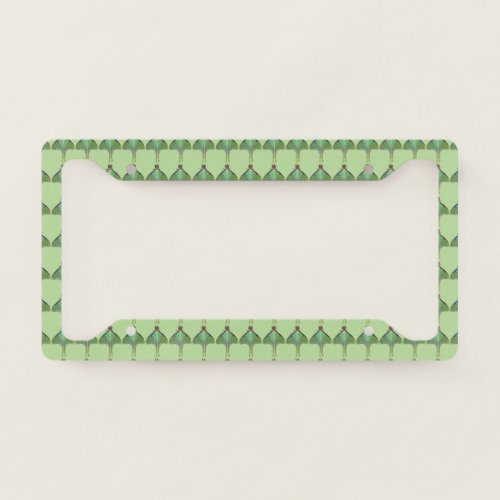 Green Luna Moth Pattern License Plate Frame